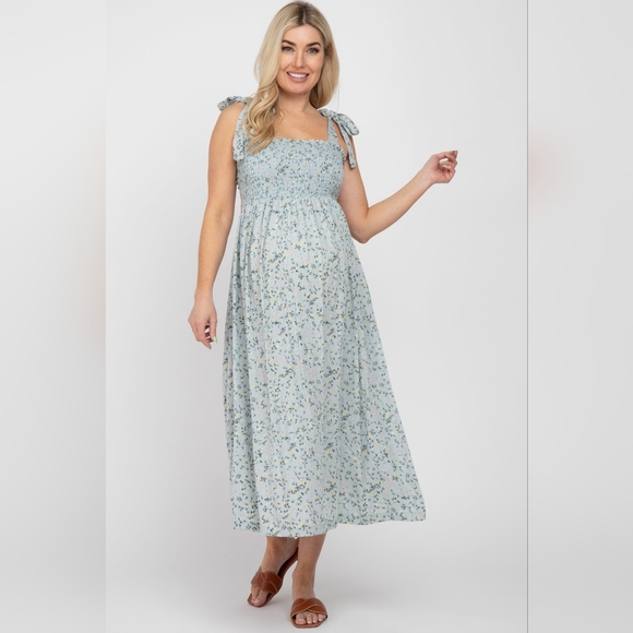 Pinkblush Floral Blue Midi Dress. Size M. - Picture 2 of 5